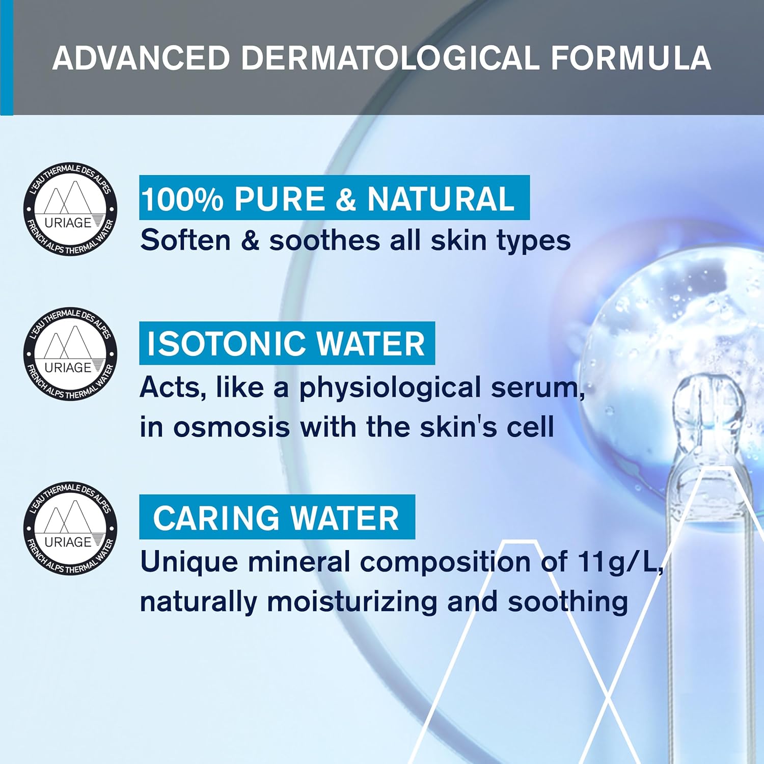 Uriage Thermal Water Mineralized Face Toner Mist Pure Natural Hydrates Soothes Repairs Skin Barrier I + 32% Of Hydratation After 1 Hour. Hydrates, Soothes, Protects. Fresh Spray, Multi-Purpose
