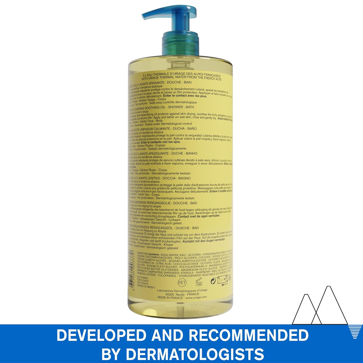 Uriage Xemose Face & Body Wash For Very Dry Skin, Soothes For Long-Lasting Comfort, Mild Foaming Nourishing Gel-In-Oil, Fragrance & Soap-Free, Physiological Ph