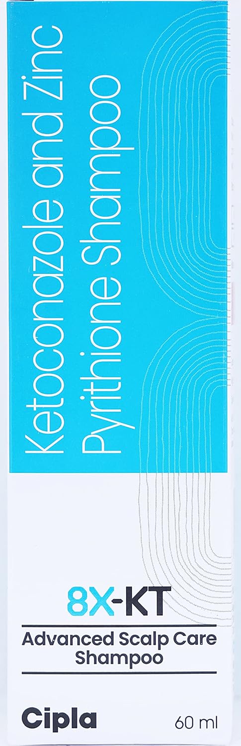 8X-KT Shampoo with Ketoconazole and Zinc Pyrithione,  60ml ( Pack of 2 )