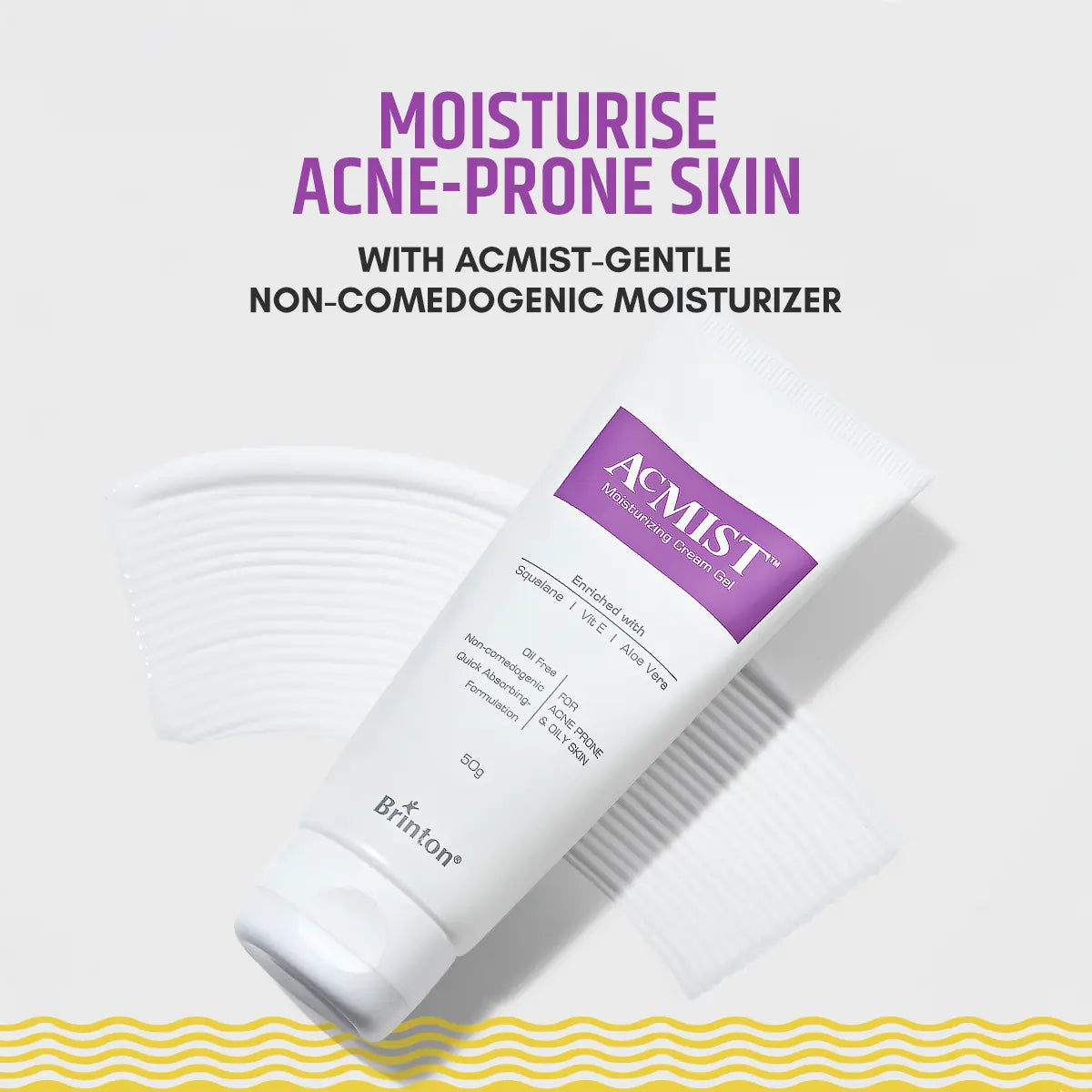 AcMist Face Moisturizing Cream Gel for Acne Prone & Oily Skin | Enriched with Vitamin E, Aloe Vera & Squalane | Oil-free, Non Comedogenic & Quick Absorbing Formulation | For All Skin Types