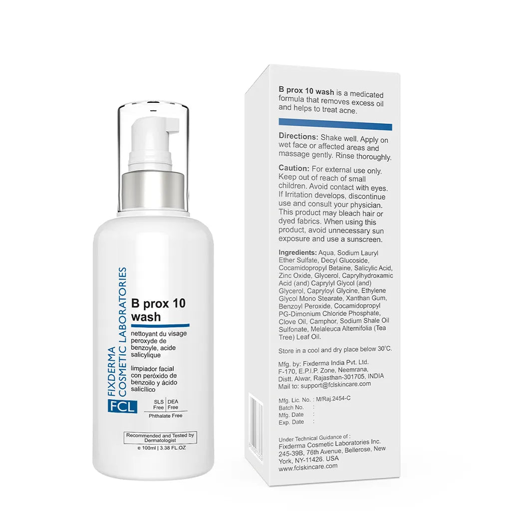 FCL B Prox 10 Wash Face Wash, 100 ml | Deep Cleanser for Acne-Prone Skin