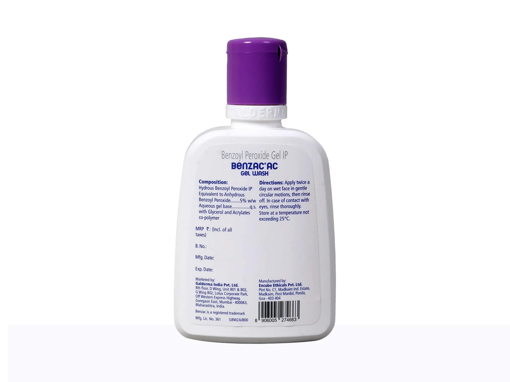 Benzac AC 5% Gel Wash | Treats Acne Clears Skin Prevents Scarring, 100ml - Skiynse Dermatologique