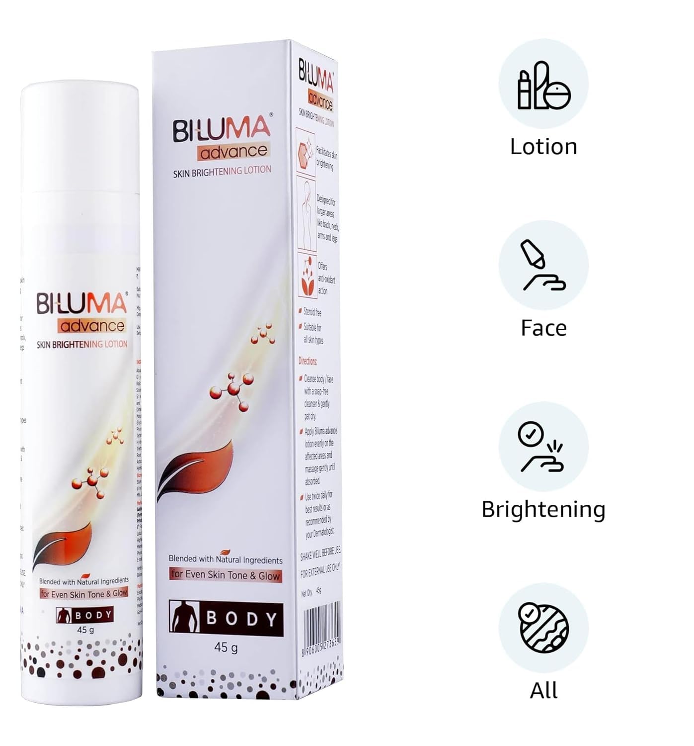 Biluma Advance Skin Brightening Lotion for Even Skin Tone | Face and Body, 45g - Skiynse Dermatologique