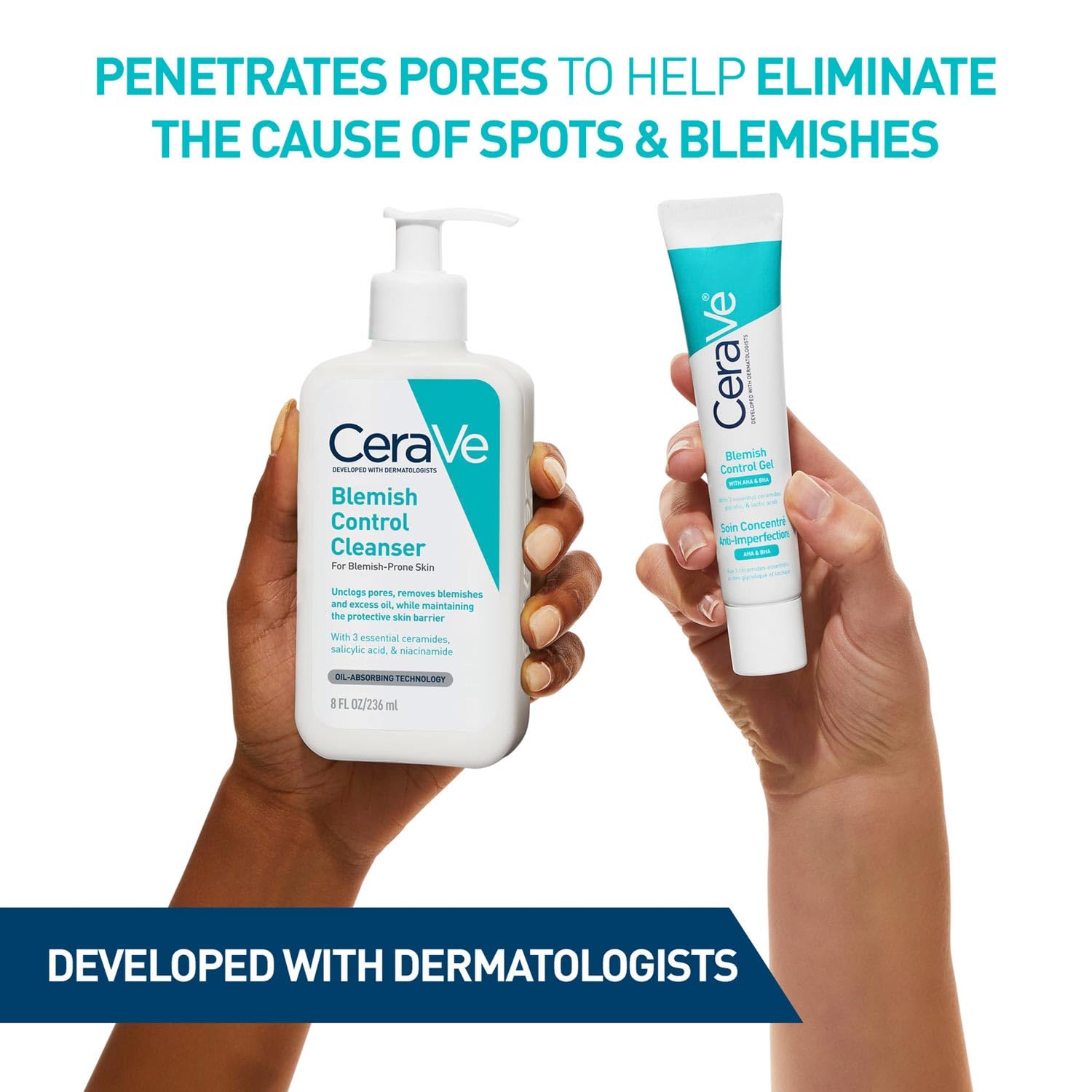 CeraVe Blemish Control Gel with 2% Salicylic Acid and Niacinamide, Treats Blemish-Prone Skin By Reducing Acne and Blackheads. Acne Spot Treatment Gel Minimises Pores & Prevents Breakouts, 40ml