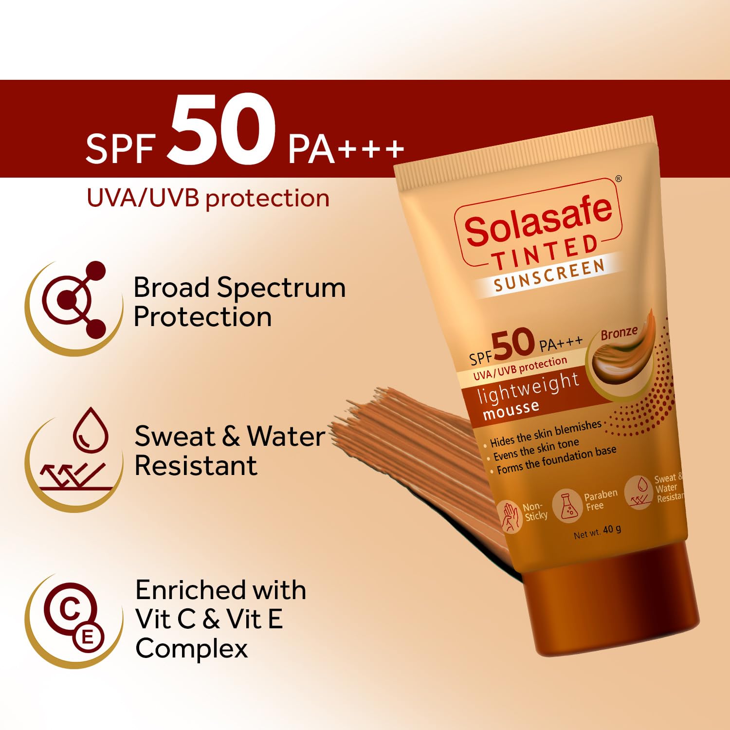 Regaliz Solasafe Tinted Sunscreen SPF 50 | Broad Spectrum Sun Protection & Skin Tone Corrector | Lightweight Formula | Suitable for All Skin Types | - Skiynse Dermatologique