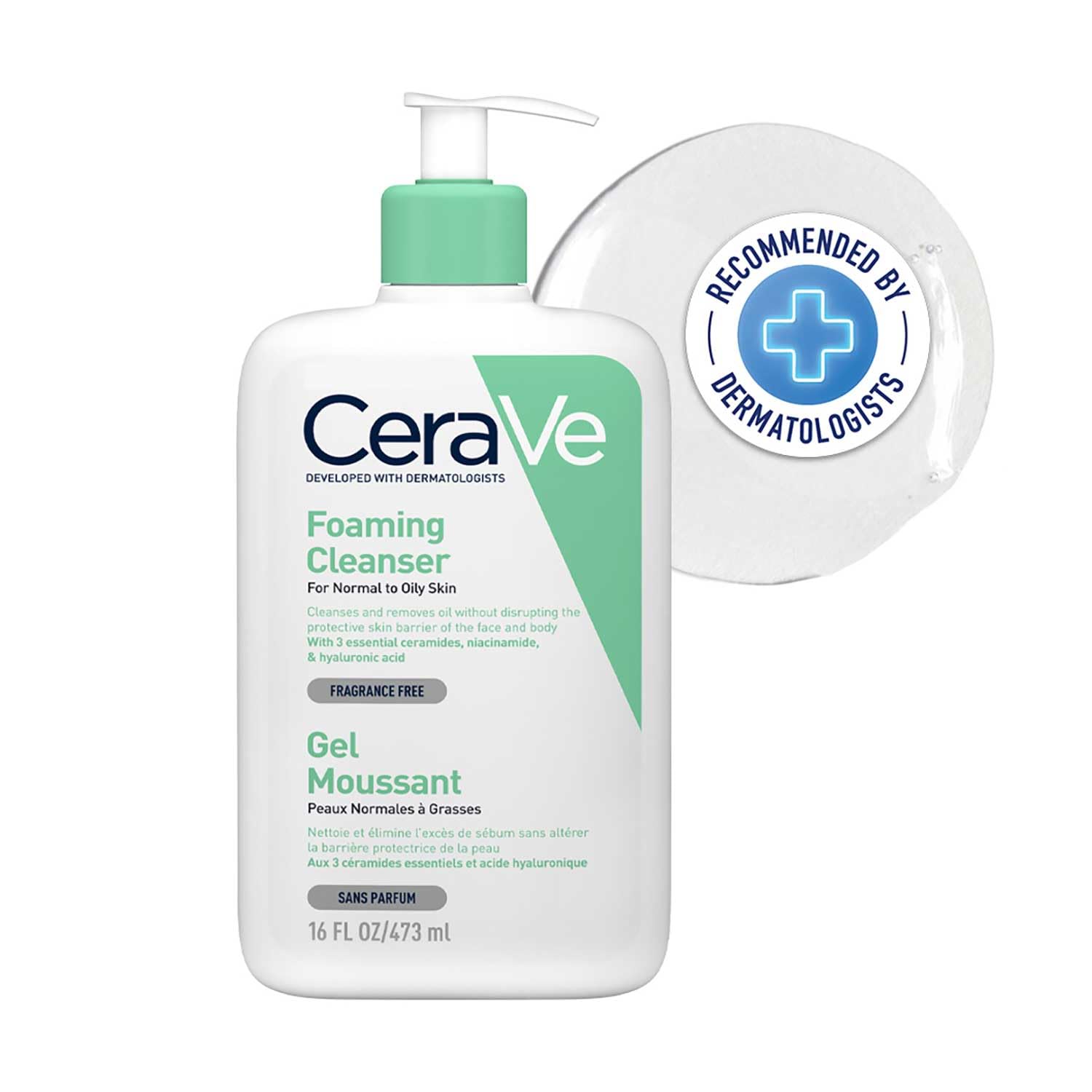 CeraVe Foaming Cleanser For Normal To Oily Skin - Dermatologist-Developed Facewash | Non-Comedogenic And Fragrance-Free Cleansers For Acne-Prone Skin