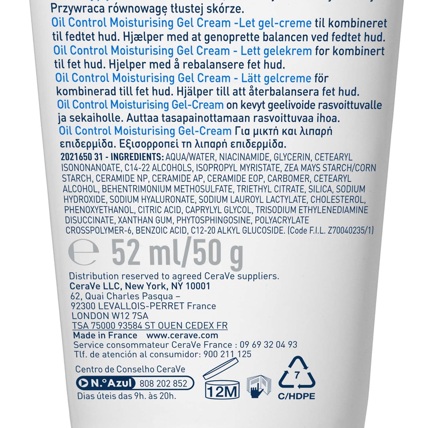 CeraVe Oil Control Gel Cream lightweight Moisturizer for Oily & Combination Skin with Ceramides, Hyaluronic Acid & Niacinamide | Dermatologist Recommended (52ml)