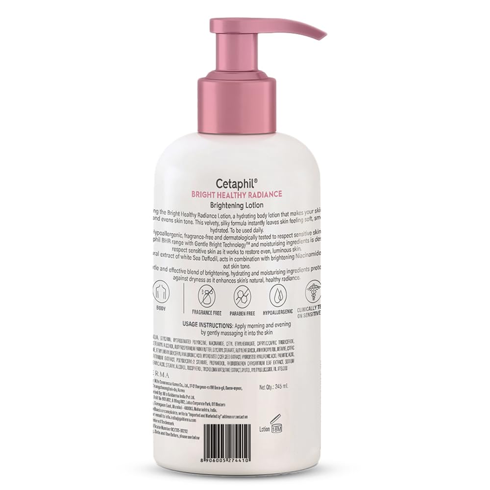Cetaphil Bright Healthy Radiance Brightness Lotion | Dermatologist Tested | Dark Spot Reduction, Even Skin Tone, 245ml