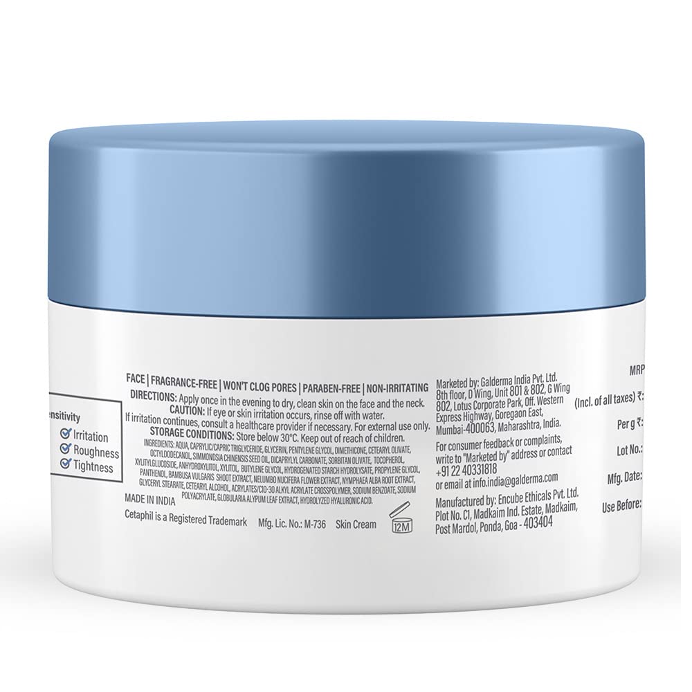 Cetaphil Optimal Hydration Replenishing Night Cream, 50g | Lightweight & Fast Absorption | Hyaluronic Acid, Blue Daisy Extract, Niacinamide