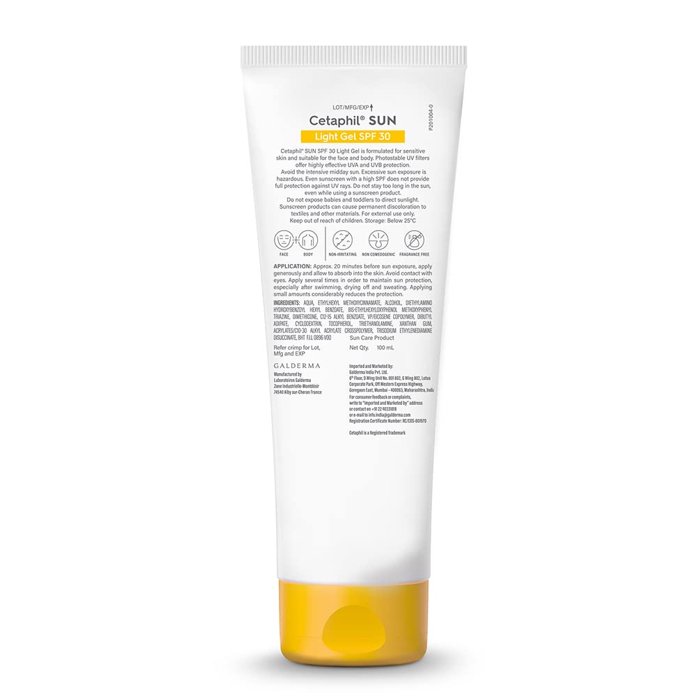 Cetaphil Sun SPF 30 Sunscreen Gel, Hydrate & Nourish With Chemical Free Sun Protection, 100 ml