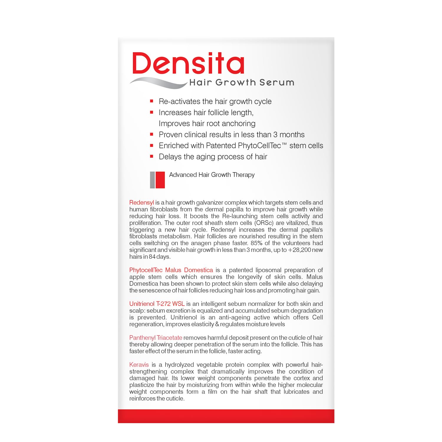 Densita Hair Growth Serum| Stop Hair Loss Stimulate Hair Growth DHT Blocking | 60ml - Skiynse Dermatologique