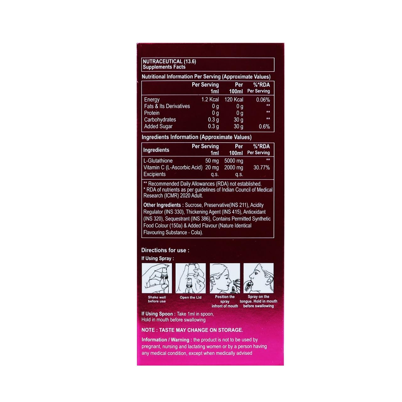 Ethiglo Intra Oral Liquid With Vitamin C & L-Glutathione | 50 ml Spray - Skiynse Dermatologique