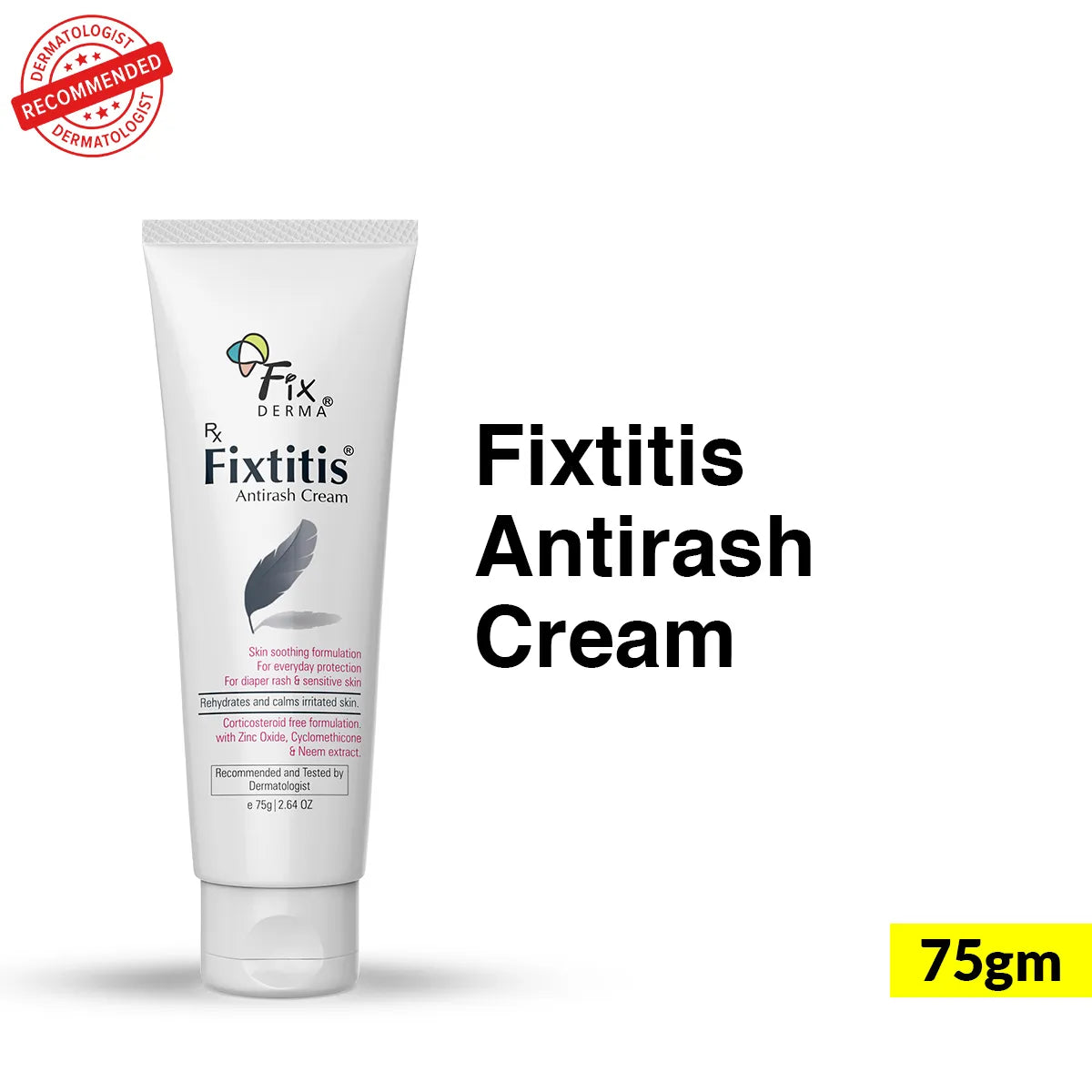 Fixtitis Anti Rash Cream, 75g | Natural Skin-Soothing Cream to Heal and Calm Rashes ( Pack of 2 )