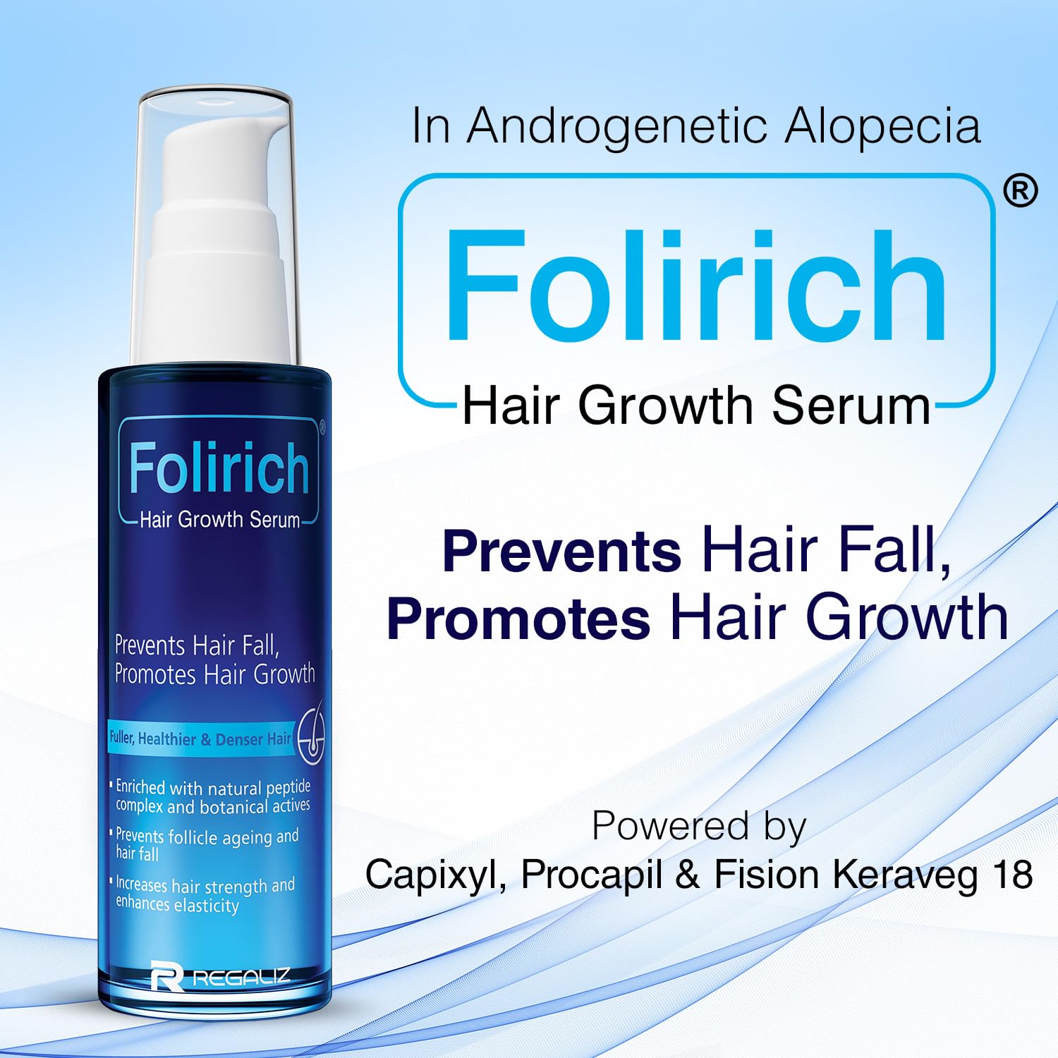 Folirich Hair Growth Serum | Nourishes Hair Promotes Regrowth Reduces Breakage | 60 ml - Skiynse Dermatologique