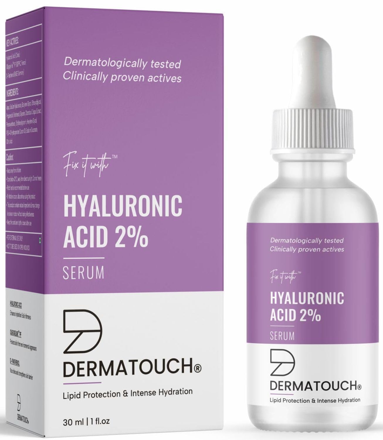 DERMATOUCH Hyaluronic Acid 2% Serum | For intense Hydration, Glowing Skin | Specially for Dry Skin | For both Men & Women