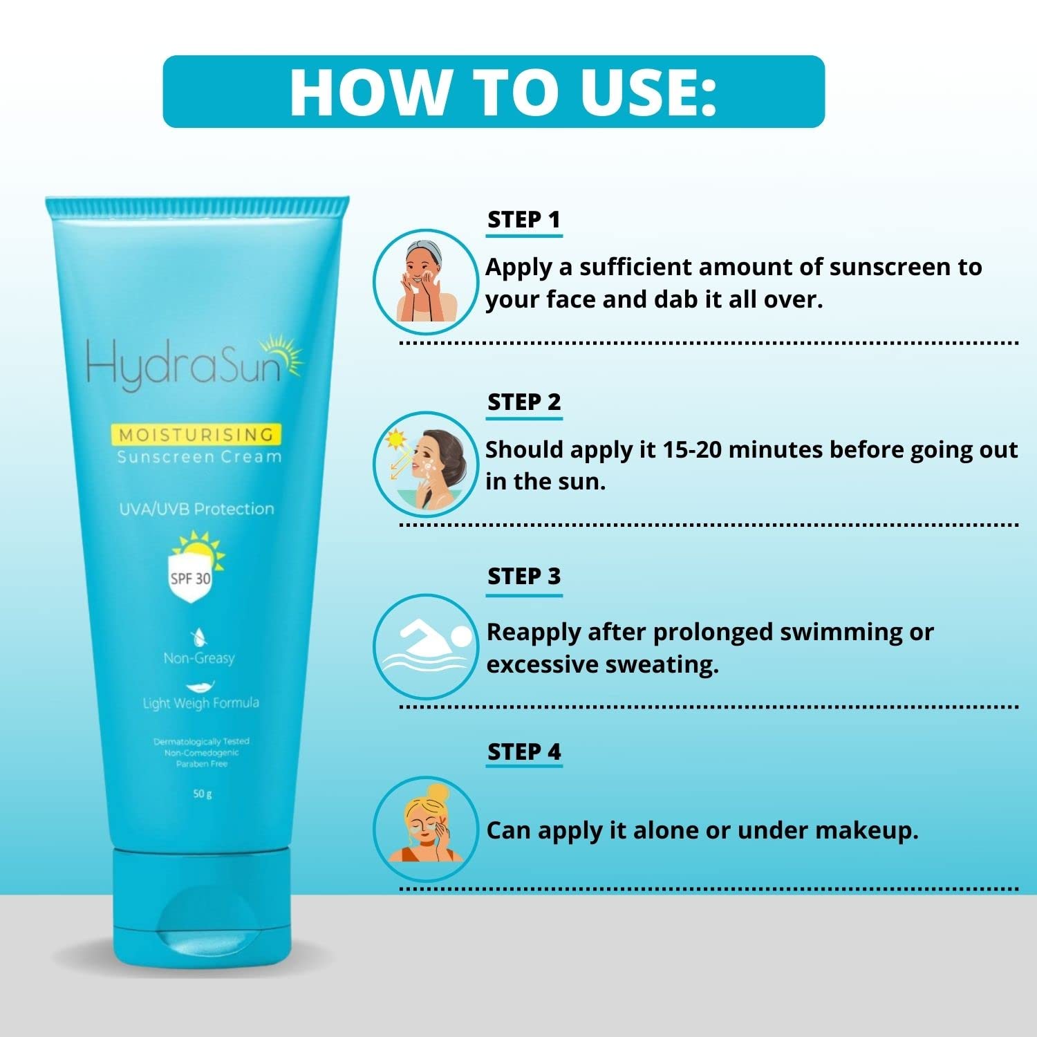 Hydrasun Moisturising Sunscreen Cream SPF 30 For Dry Skin - Skiynse Dermatologique