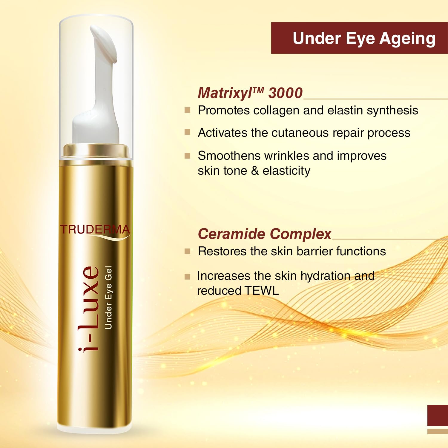 Truderma i-Luxe Under Eye Gel | Reduces Dark Circles, Puffiness, Crow's Feet & Fine Lines | Hydrating & Anti-Aging Formula | 15ml - Skiynse Dermatologique