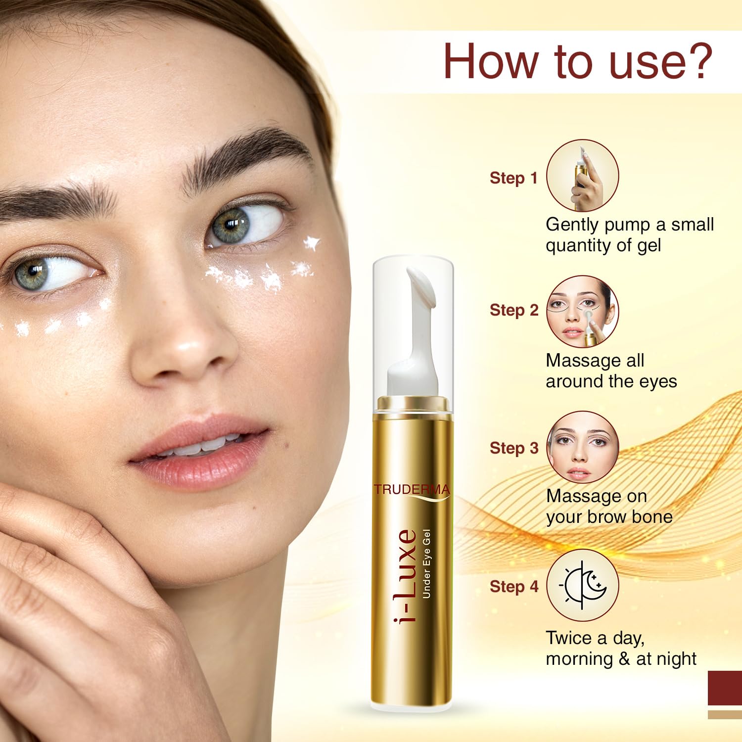 Truderma i-Luxe Under Eye Gel | Reduces Dark Circles, Puffiness, Crow's Feet & Fine Lines | Hydrating & Anti-Aging Formula | 15ml - Skiynse Dermatologique