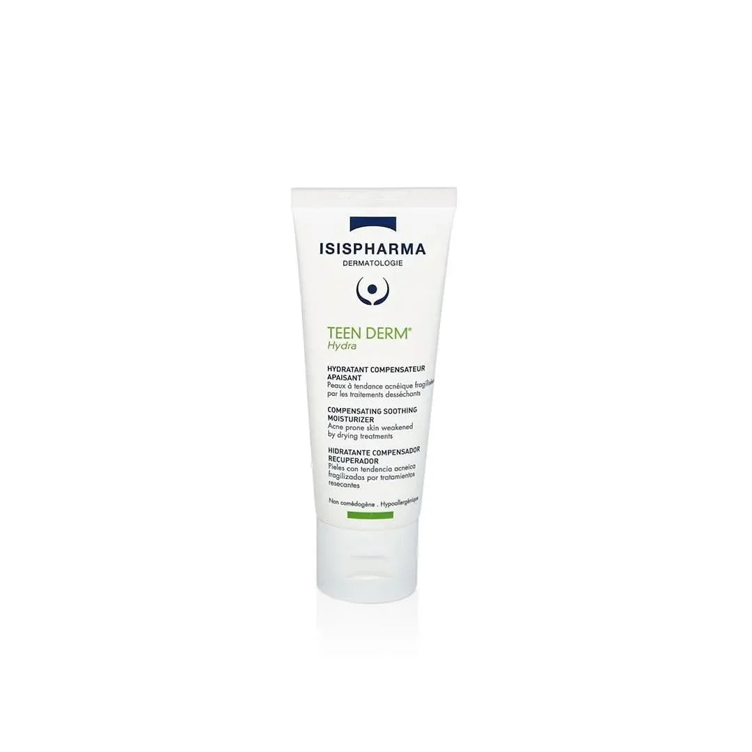 Isispharma Teen Derm Hydra Compensating Soothing Moisturizer Cream | Moisturizer for Acne, Sensitive & Dry Skin |Compensating Soothing Formula for Treatment-Damaged Skin | 40ml