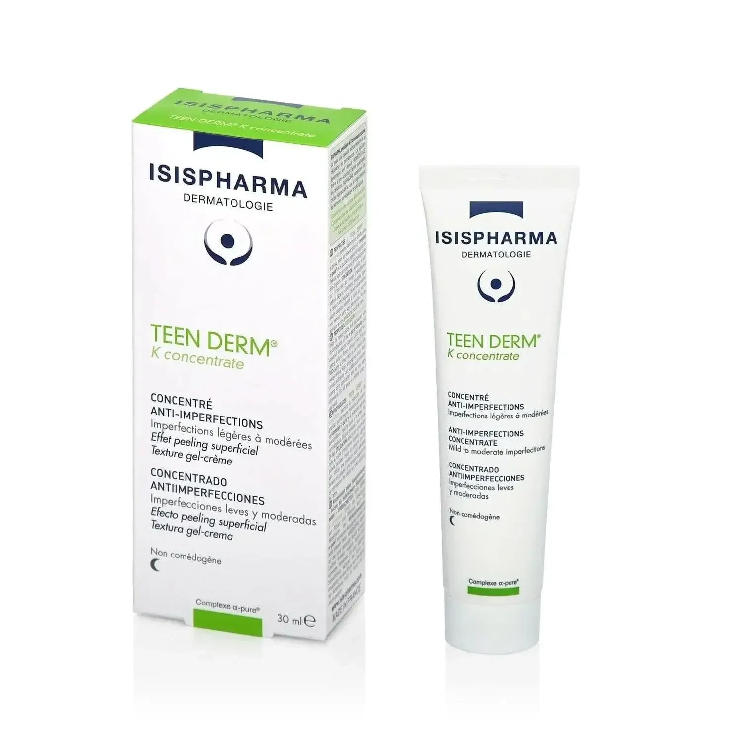 Isispharma Teen Derm K Concentrate Anti-Imperfections Cream for Oily skin with imperfections, Treat severe to serious acne 30ml