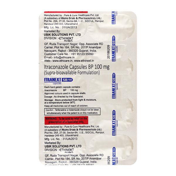 Itranext SB 130 Capsule For Treatment of Fungal or Tinea Infections ( 2*10 Capsules) - Skiynse Dermatologique