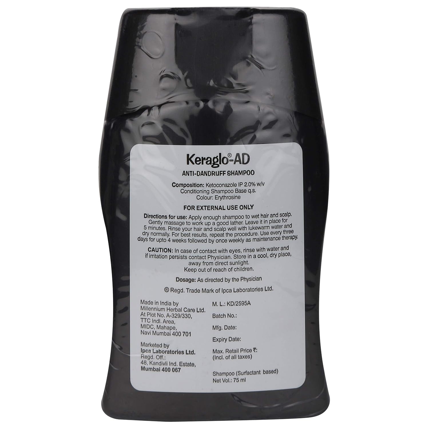 Keraglo-AD Shampoo, 75ml , Anti-Dandruff Shampoo with Ketoconazole