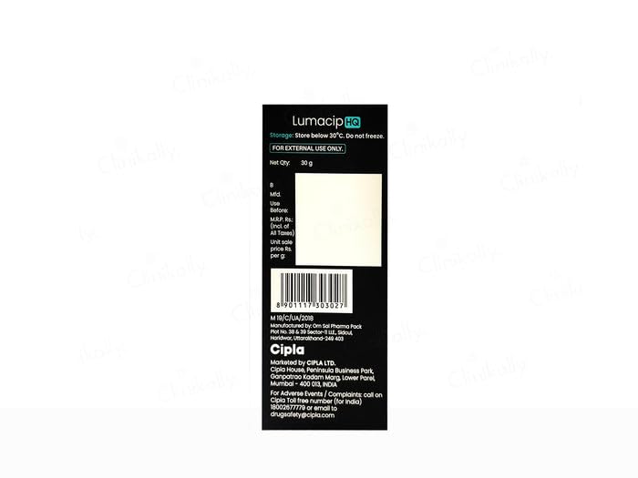 Lumacip HQ Depigmenting Cream, 30g | Evens Skin tone Lightens Dark Spots & Patches