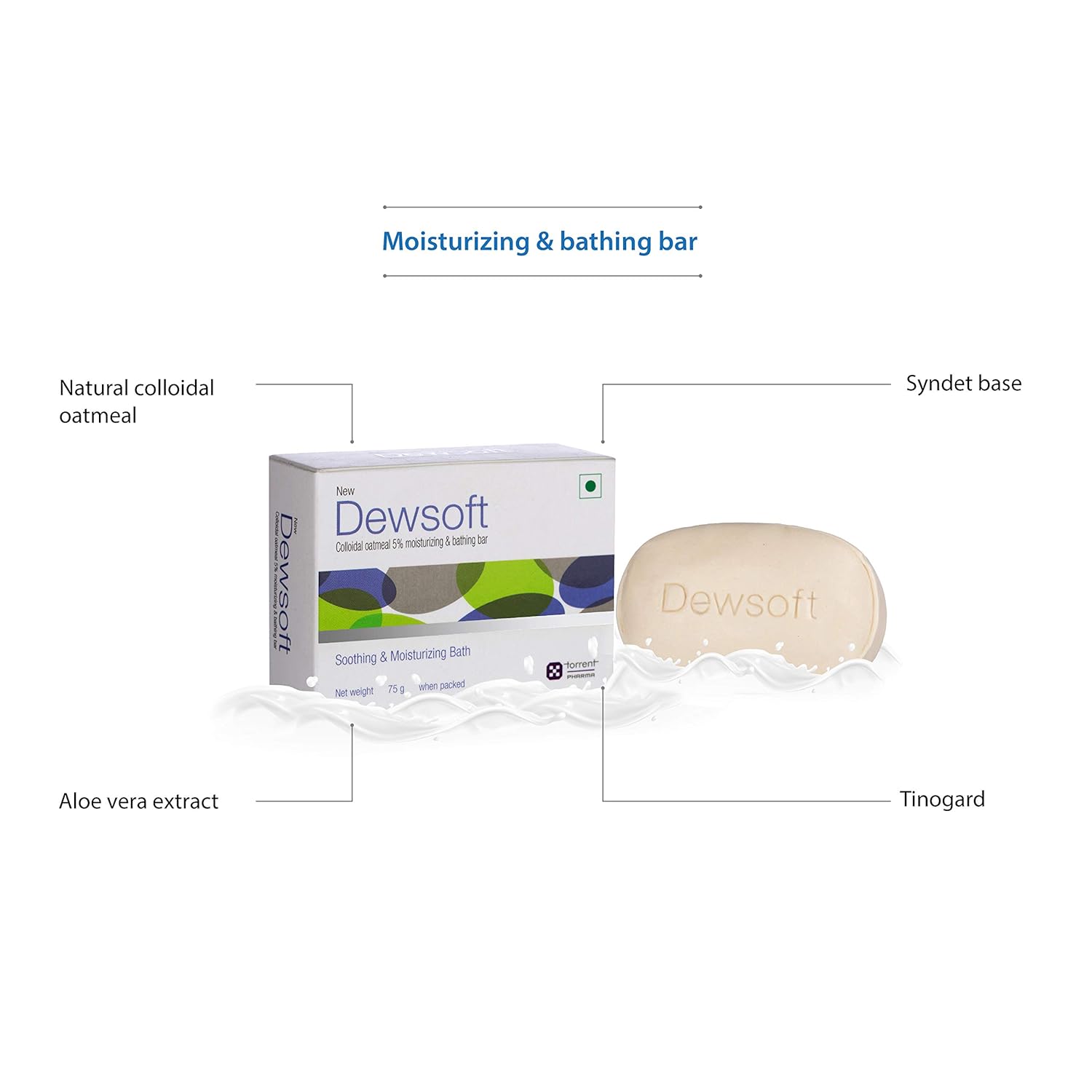 New Dewsoft Soap, Colloidal Oatmeal Based Moisturizing Soap, 75g (Pack of 3 )