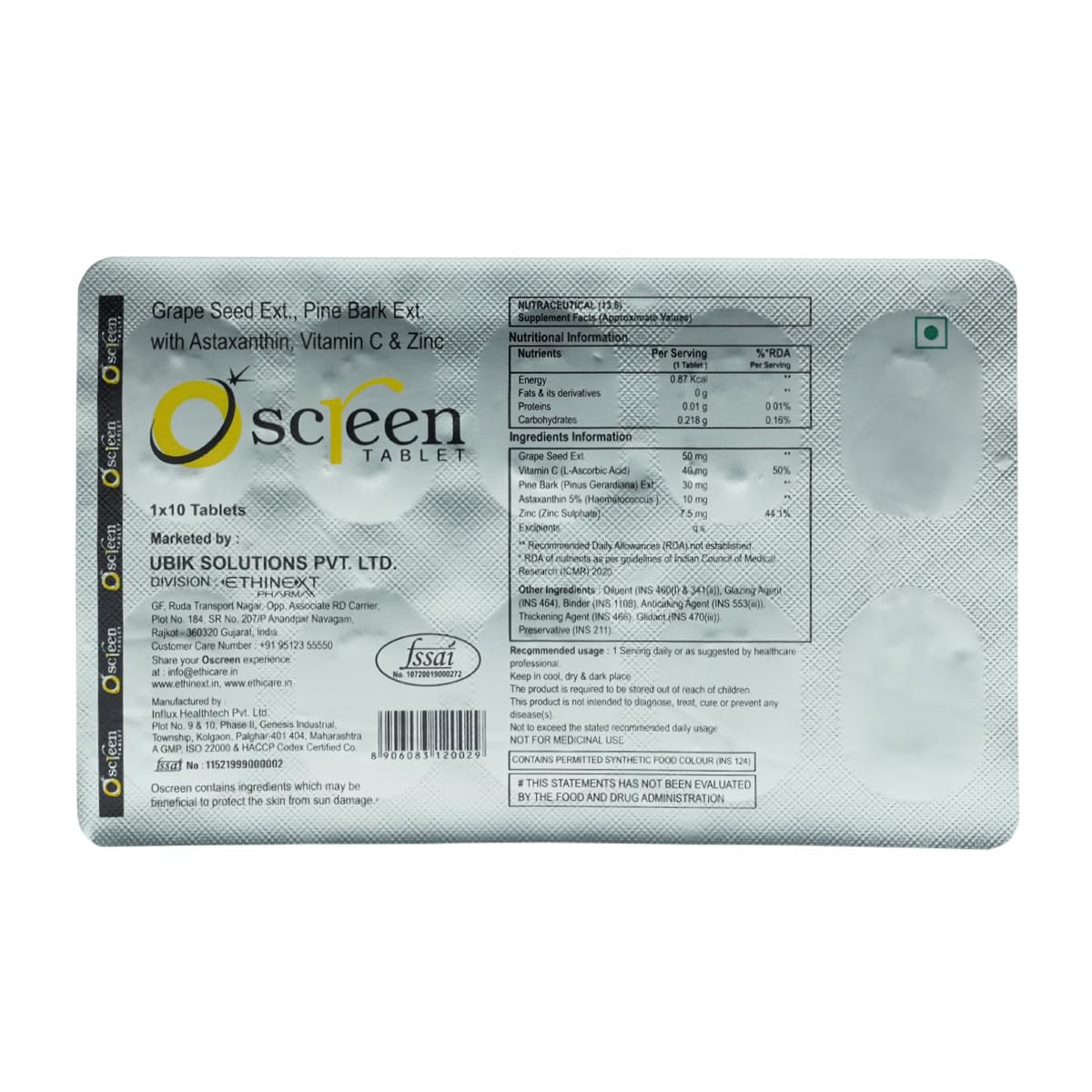 Oscreen Strip of 10 Tablets (Pack of 3) | Total 30 Tablets - Skiynse Dermatologique