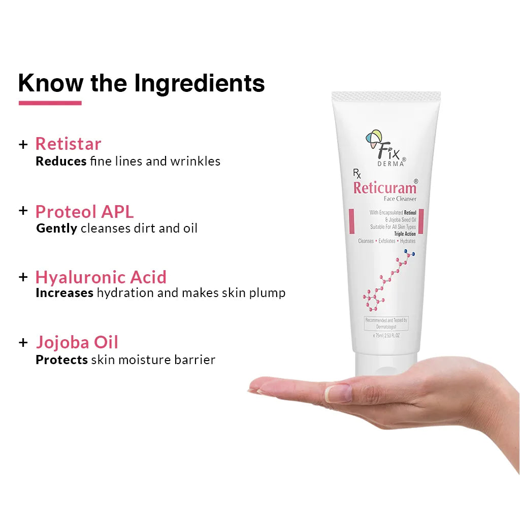 Reticuram Face Cleanser, 75g | Triple Action Formula to Cleanse + Exfoliate + Hydrate the Skin ( Pack of 2 )