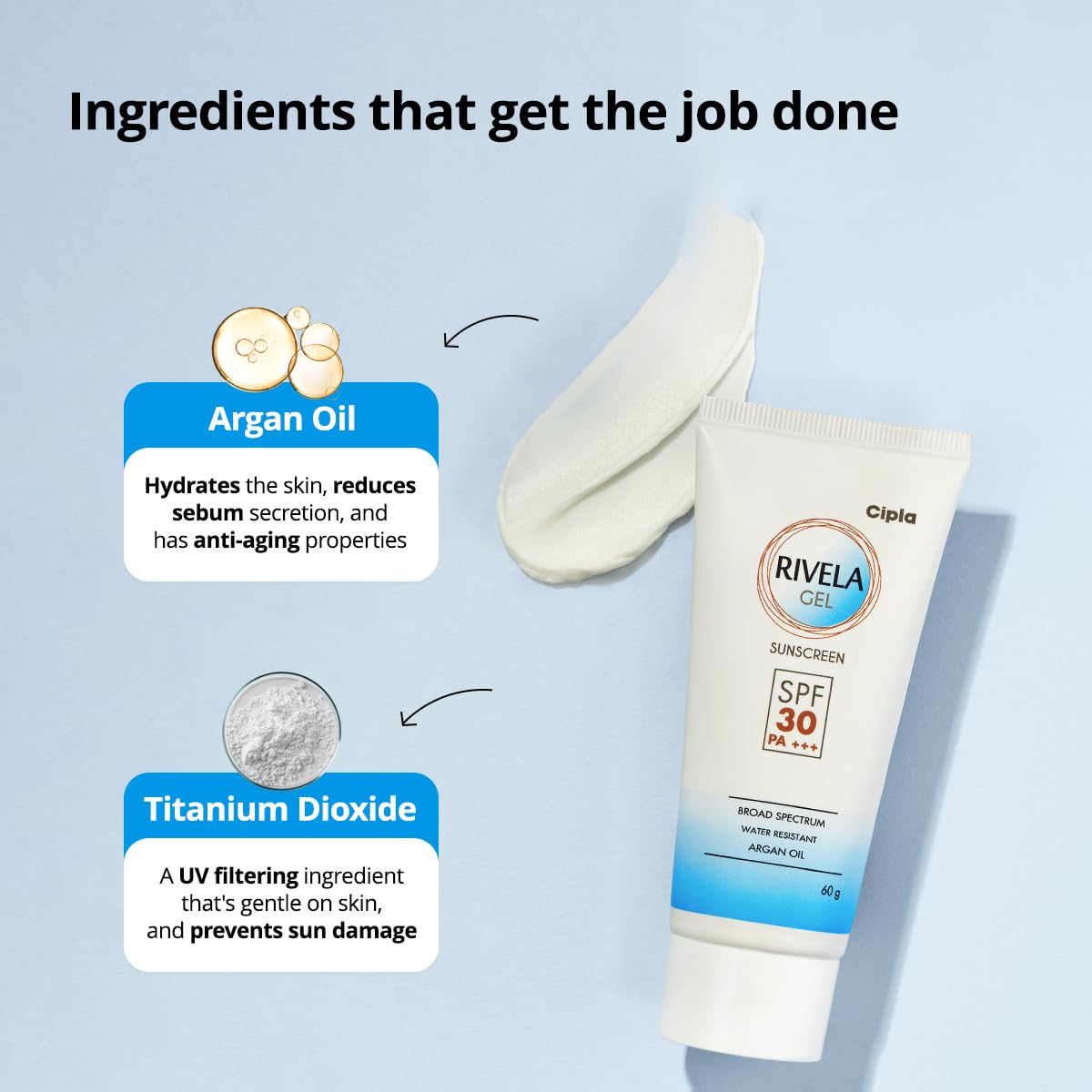 Rivela Gel SPF30+ Sunscreen Gel | Non-Sticky Finish | For Normal To Oily Skin | 60g