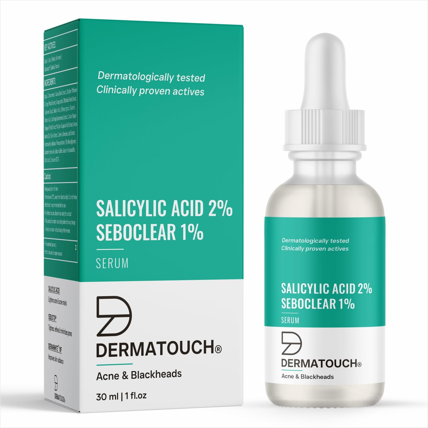 DERMATOUCH Salicylic Acid 2% Seboclear w/w 1% Face Serum | For Acne & Blackheads | Specially for Acne-prone & Oily Skin