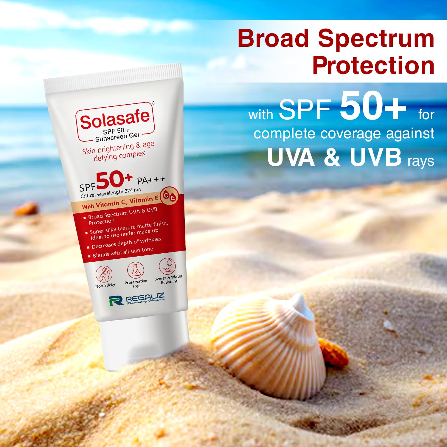 Regaliz Solasafe Sunscreen SPF 50+ Sunscreen | 50g - Skiynse Dermatologique