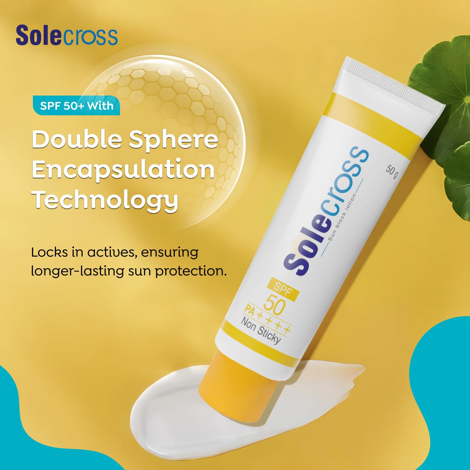 Solecross All Sun Block Lotion - SPF50+ Pa++++ | 50g | Non-Sticky Formula Based Water Resistant Sunscreen | Protection Against UVA/UVB Rays