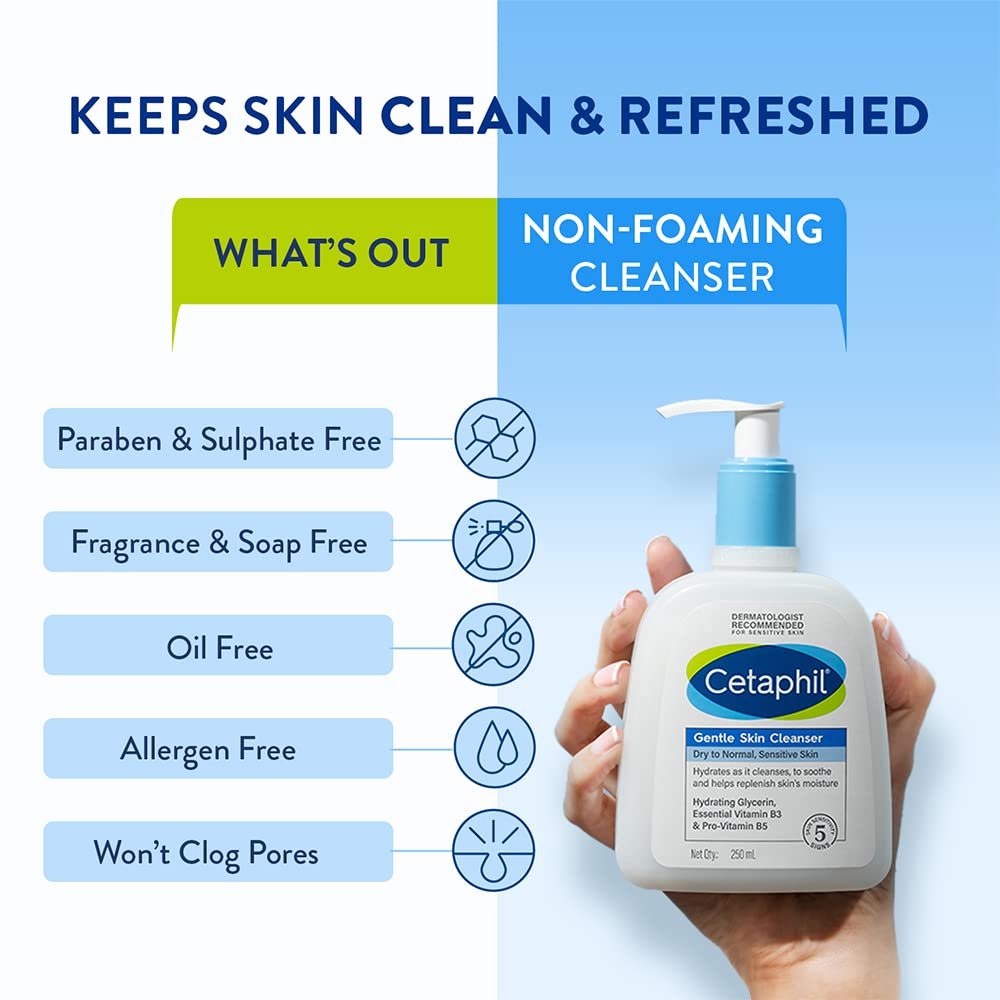 Cetaphil Paraben, Sulphate-Free Gentle Skin Hydrating Face Wash Cleanser with Niacinamide, Vitamin B5 for Dry to Normal, Sensitive Skin - Skiynse Dermatologique