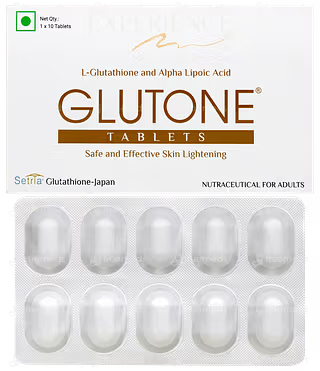 Glutone Tablet| L-Glutathione & Alpha Lipoic Acid | 10 Tablets