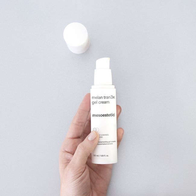Melan Tran3x Gel Cream by Mesoestetic 50ml/1.69 fl. oz. (Daily depigmenting gel cream for skin pigmentation control)