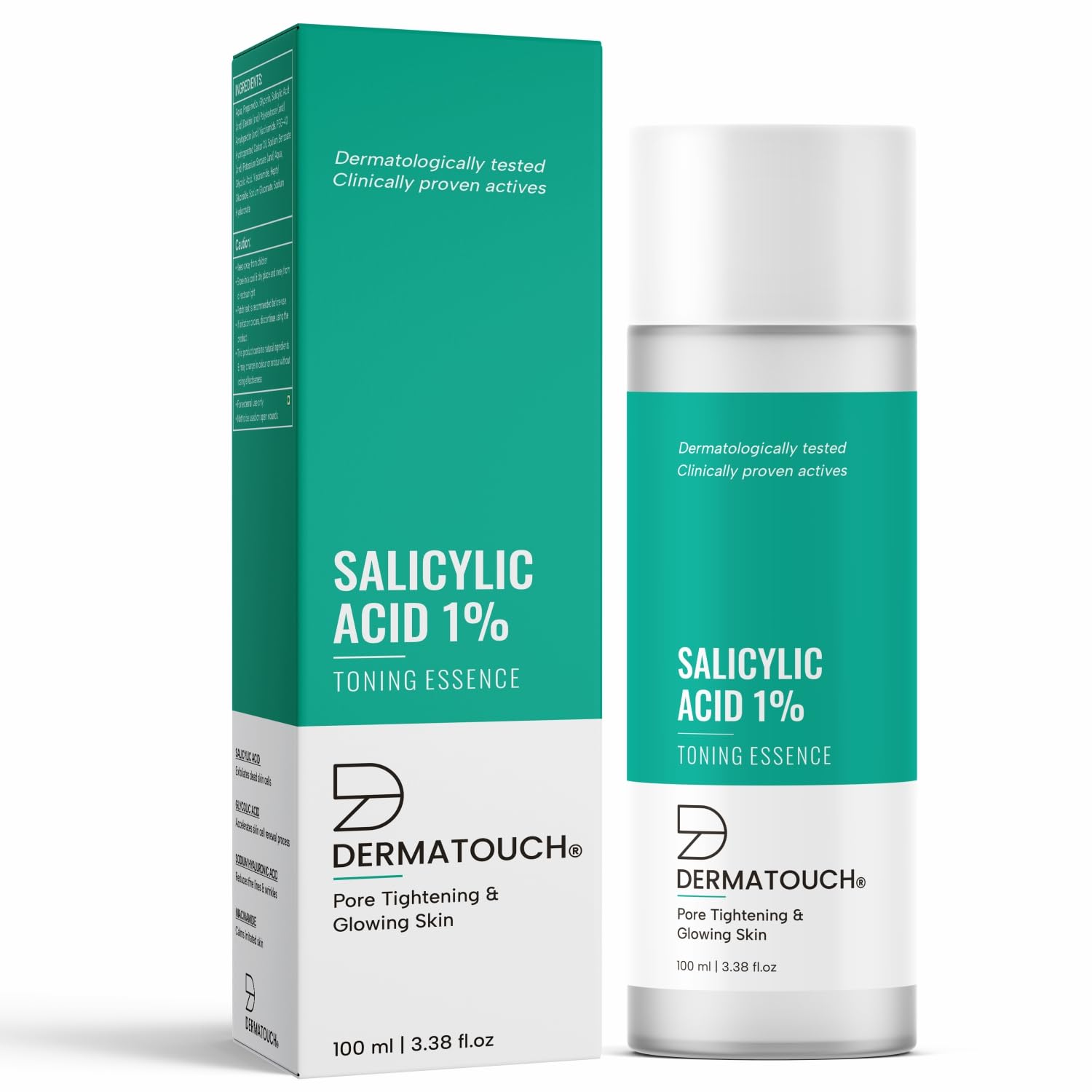 DERMATOUCH Salicylic Acid 1% w/w Toning Essence | For Pore Tightening & Glowing Skin | For Even & Revitalized Skin | For both men & women