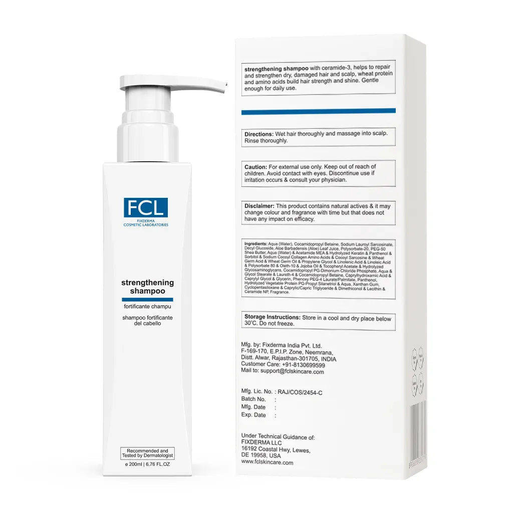 FCL Strengthening Shampoo, 200 ml | Dry and Damaged Hair with Shea Butter